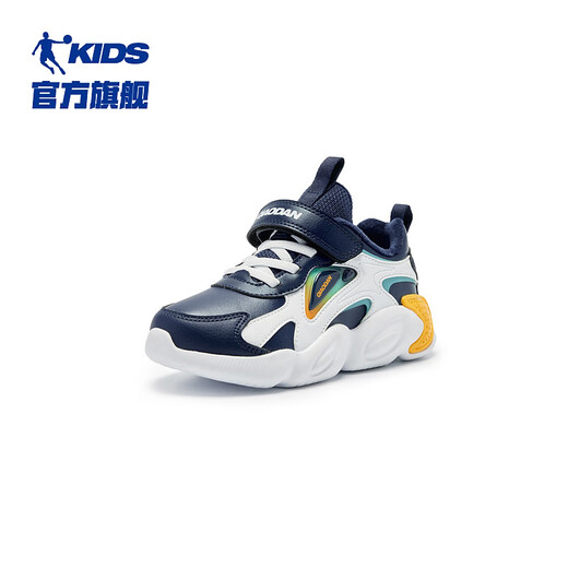 Jordan Boys' Velvet Cotton Shoes Children's Winter Running Shoes Children's Leather Velcro Children's Shoes Silent Blue/Jordan White 31