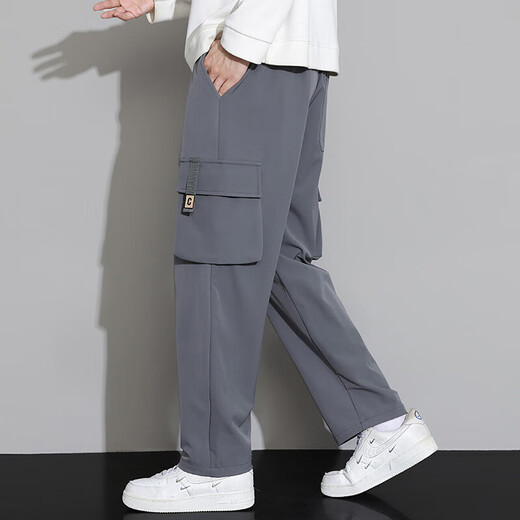 啄木鸟工装裤男春夏季新款直筒工装休闲裤男潮流宽松简约时尚百搭长裤子 9930灰色 3XL
