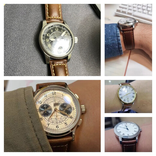 SNQP cowhide watch strap retro genuine leather for men and women 1853 Tissot Longines Casio Omega Le Locce Huawei brown silver buckle (free tool ears) (interface width) 22MM