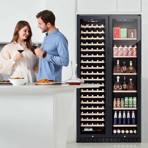 Vinocave red wine cabinet constant temperature wine cabinet moisturizing large capacity double-door embedded home living room white wine grape glass cold storage ultra-thin model can be customized JC-900H full shelf - 600L