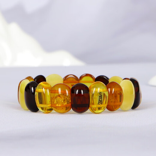 Famous Amber Family amber beeswax bracelet for men and women amber combination Duobao hand row natural amber birthday gift about 10mm