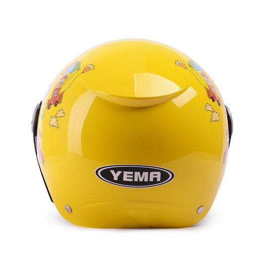 Yema (YEMA) 3C certified 207S children's helmet for boys and girls, summer lightweight electric vehicle half helmet, motorcycle helmet, one size fits all, yellow holiday Fuma with transparent long mirror