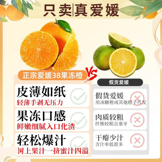 桦萱四川爱媛38号果冻橙【发出多地隔日达】眉山甜柑橘子水果礼盒 5斤A+级大果【60-70mm】净4.5斤