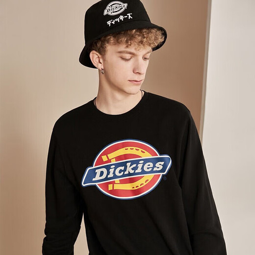 Dickies Autumn Unisex Couple Logo Printed Round Neck Sweatshirt DK007059 Black M