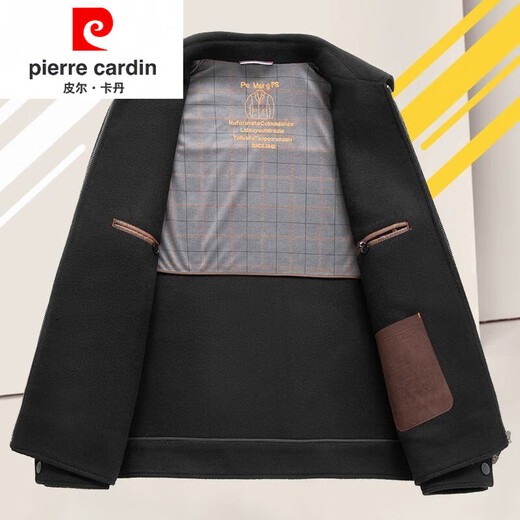 Pierre Cardin 100% pure wool woolen jacket men's double-sided woolen jacket autumn and winter short down liner thickened jacket camel + down liner XL 180 140-155Jin Jin equals 0.5 kg