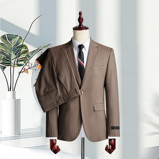 DVHNMK luxury brand men's suit suit men's business casual high-end formal wedding dress single-breasted suit khaki (top + pants) ready stock M (recommended 95-110 Jin Jin equals 0.5 kg) ready stock fast