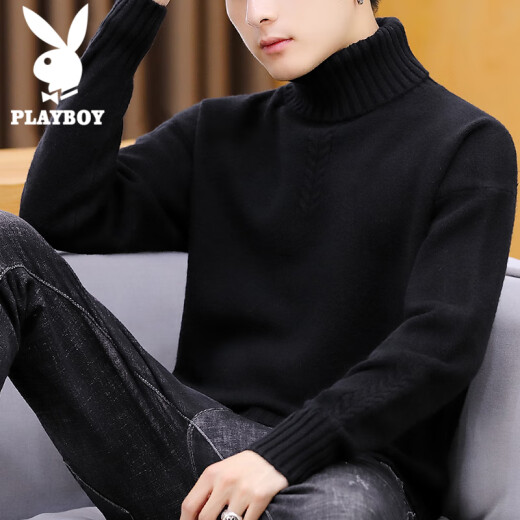 花花公子（PLAYBOY）毛衣男高领秋冬季针织衫男士外套修身毛线衣纯色百搭打底衫