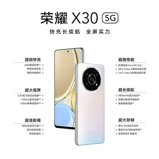 荣耀 X30 5G 全面屏 120Hz高刷 骁龙695 大电池长续航  二手手机 99新成色 钛空银 8GB+256GB 99新