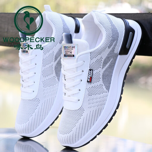 Holzspecker Herrenschuhe Frühling und Herbst atmungsaktiv und anti-fähige Mesh-Schuhe für Gelegenheitssportschuhe für Herren-Sportschuhe weicher Sohle nicht rutschresistenter Arbeitschuhe A-881 Black 40 (Standardgröße)