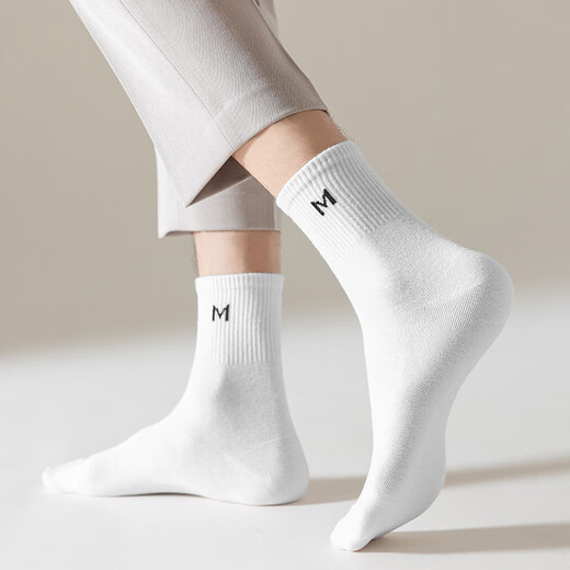 FitonTon10双袜子男秋冬季长筒袜纯色运动棉袜中筒袜透气篮球袜男袜