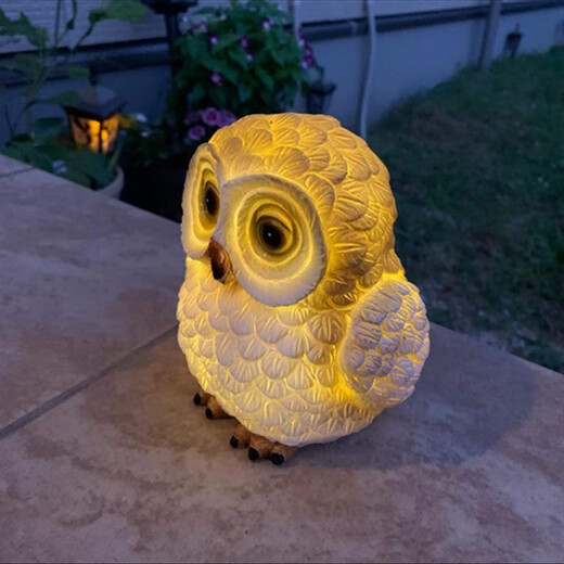 Shiyan Solar Garden Light Creative Simulation Zoo Forest Ornament Garden Landscape Light Outdoor Waterproof Decorative Light Yellow Round Owl