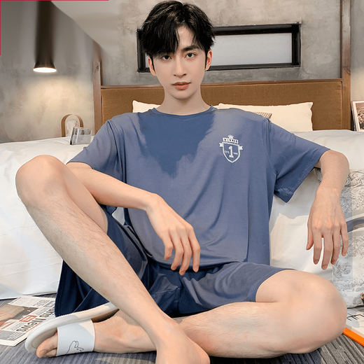 Modale Herren-Pyjama in Sommer-Eis Silk-Shorts-Shorts im Sommer können draußen getragen werden und fühlen sich mit großer Sicht, komfortabler Hauskleidung Tianyun Gray-3518 Modell 3xl [geeignet für 170-200 Jin [Jin gleich 0,5 kg]]]
