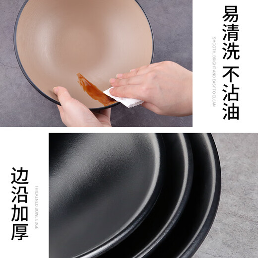 德曼柯日式密胺面碗商用面馆黑色磨砂餐具拉面螺蛳粉米线碗餐厅饭店专用 B753[浅咖] 钢化密胺