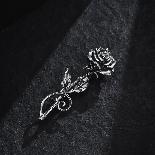 Mingyang Decorative Sea MYSH 925 silver rose brooch men's original retro high-end suit corsage pin birthday gift rose brooch + brand black gift box