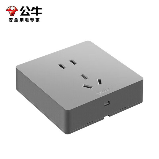 公牛（BULL）明装插座开关插座面板五孔带开关明线G59灰色多孔免打孔家用 正五孔【星空灰】 插座