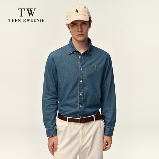 Teenie Weenie小熊男女同款休闲衬衫2025春季新款时尚水洗牛仔衬衣 蓝色 L