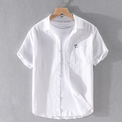 
ROMON high-end men's shirt men's linen short-sleeved Japanese loose thin summer year-round casual men's cotton linen shirt 9711 yellow M 100Jin [Jin equals 0.5 kg]