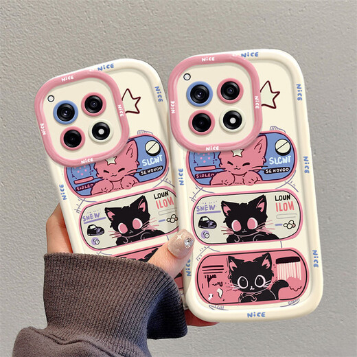 Excellent choice for OnePlus 12 mobile phone case Ace cartoon ins wind star eye cat trendy brand OnePlus AcePro silicone OnePlusAce3V mobile phone case OnePlus Ace3 all-inclusive anti-fall round shell - white - BS3893 black cat + a1948 rose red OPPO Reno 10