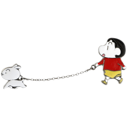 EKUSTYEE Crayon Shin-chan brooch Japanese style cute trendy student men and women metal badge pin bag decoration Shin-chan holds Xiaobai + suspension box