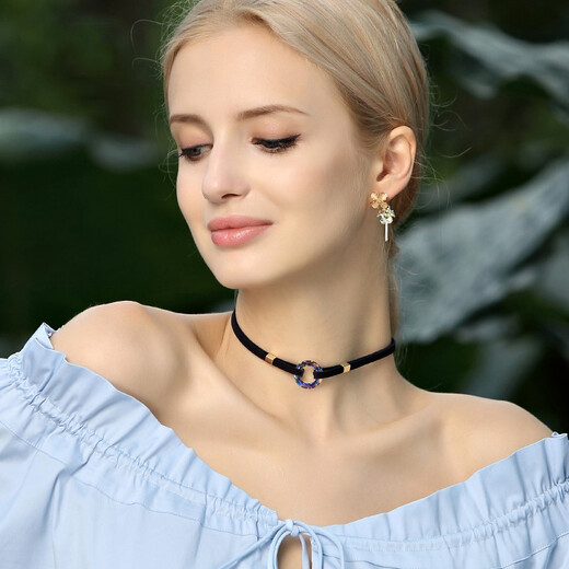 Farcoko brand necklace women's circle choker choker clavicle chain collar fashion jewelry birthday gift for girlfriend and wife colorful blue