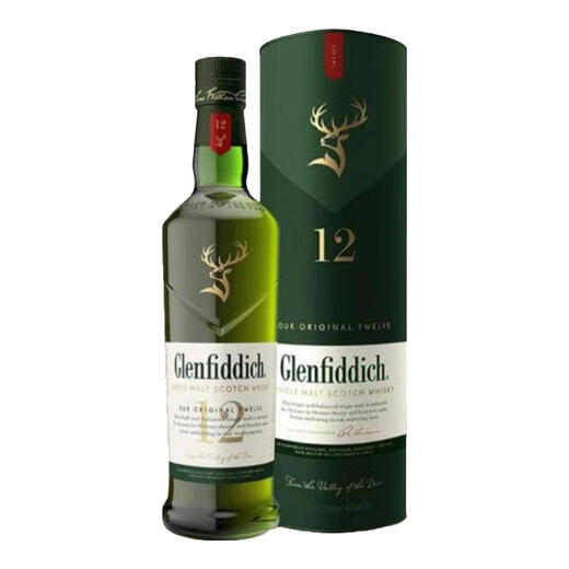 格兰菲迪（Glenfiddich）12年 苏格兰 单一麦芽 威士忌 700ml 礼盒装 进口洋酒 