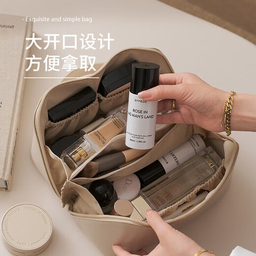 EACHY化妆包女大容量便携ins高级感网红2025旅行品洗漱收纳袋-奶杏白L