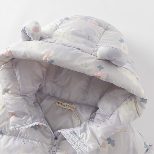 DAVE&BELLA children's down jacket girls' tops boys' down jacket winter new baby clothes warm children's coat cat print DB4238127-A 90 cm (recommended height 80-90cm)