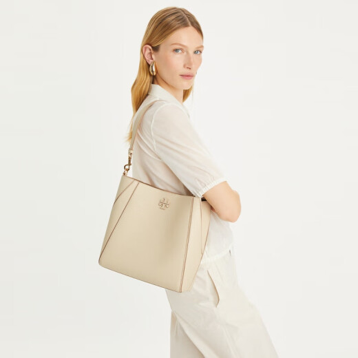 TORY BURCH TB women's bag Tang Li Baiqi's new women's MCGRAW medium-sized deformation bucket bag one-shoulder crossbody bag women's bag cheese white 158499 724