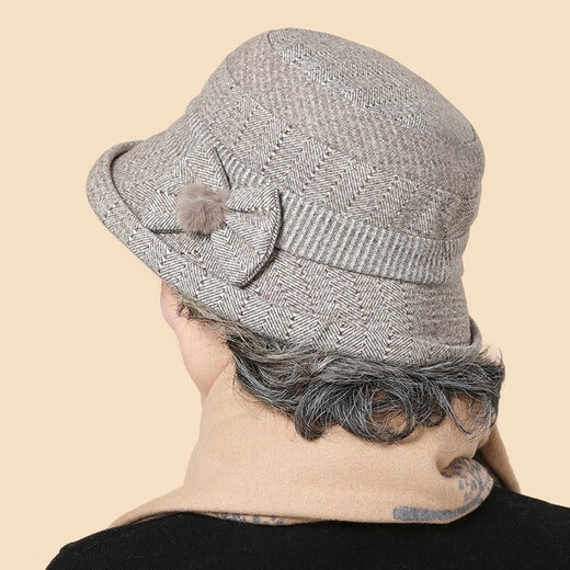 SOMUBAY (SOMUBAY) autumn and winter middle-aged and elderly women's fashionable warm thickened fisherman hat basin hat woolen granny style hat light khaki color one size adjustable 56-58CM
