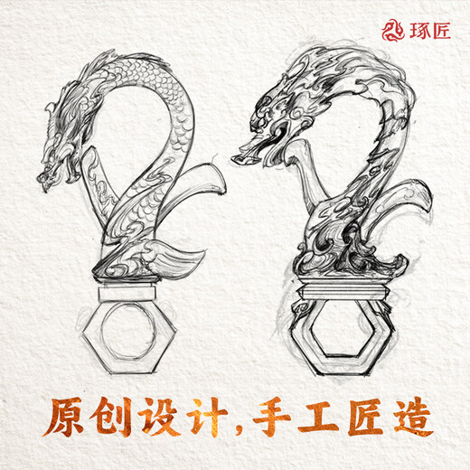 琢匠升龙钥匙扣国潮黄铜汽车钥匙扣高档男士摩托车挂件小饰品龙年礼物 点银升龙钥匙扣钥匙圈搭配款