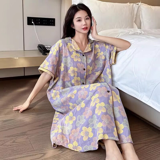 Jiuhongfei reines Baumwolle große Nachthemd für Frauen 200 Jin [Jin ist gleich 0,5 kg] Fett hinzufügen und fett mm Sommerdünn-Baumwollgarn-Pyjamas und Hauskleidung kann außerhalb von YZ16819SQ durchschnittlich getragen werden (130-240 Jin [Jin gleich 0,5 kg]))