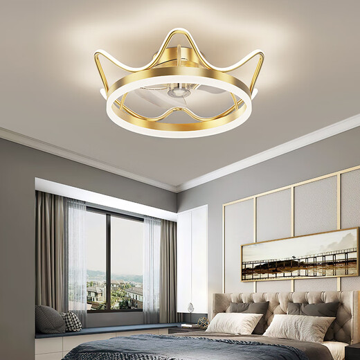 XMSJ Light Luxury Crystal ventilador Light Techo Restaurante Restaurante moderno Simple Home Use Prichi Chip RA97 12033 Oro