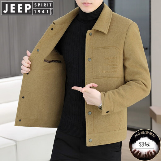 Jeep Spirit Spirit Шерстяная шерстяная куртка мужская короткая двухсторонняя никай пальто 2024 Осень и зима Новая мужская утолщенная твидовая куртка серая 180/xl [130-150jin [Джин равняется 0,5 кг]]]]