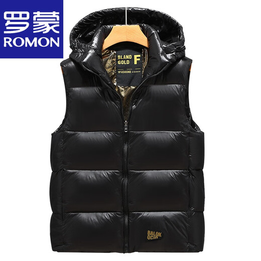 ROMON 2025 Nuevo chaleco de algodón de plumón para hombre, versión coreana de invierno, chaleco para parejas para uso exterior, chaleco cálido y grueso, negro 8615, el mismo estilo para hombres y mujeres 4XL 150-170 Jin Jin es igual a 0,5 kg