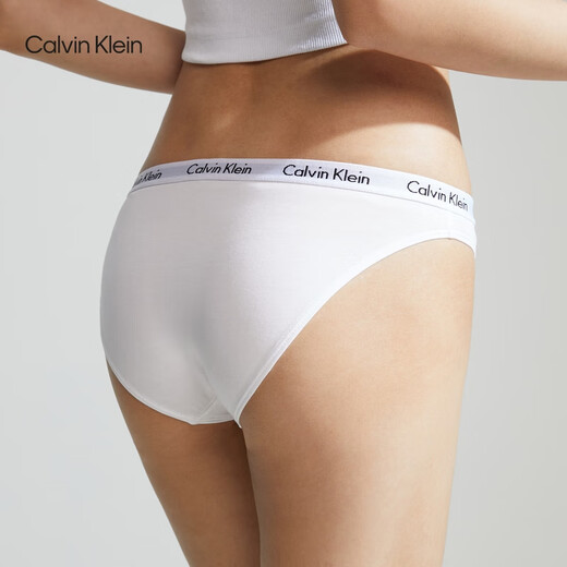 Calvin Klein内衣女士三条装循环提花ck棉质透气性感比基尼三角内裤女QP1258O MP1-太空黑/浅灰色/月光白 3条 M