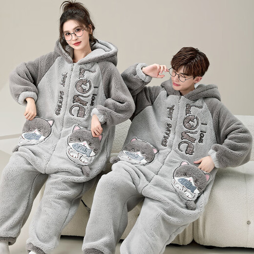 Jeunes Mots d'amour Pyjamas pour hommes et femmes couples Coral Velvet automne et hiver plus en velours épaissis de grande taille pour les vêtements de maison décontractés pour les jeunes peuvent être portés à l'extérieur de YPF3890 hommes XL (130-155jin [Jin est égal à 0,5 kg]))