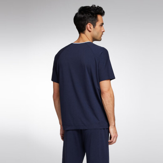 爱慕先生23SS30周年-海藻睡眠衣男士圆领套头短袖NS41J671 藏蓝80N 2XL 180