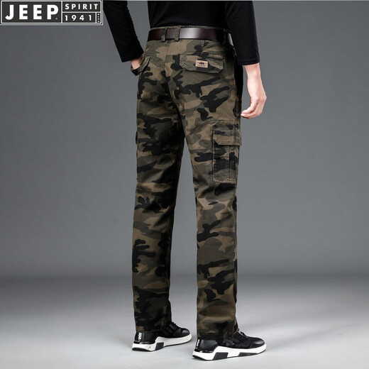 
Jeep (JEEP) casual pants for men's camouflage work pants for spring and autumn new loose straight pants multi-pocket men's trousers 9925 gray (thin style) L
