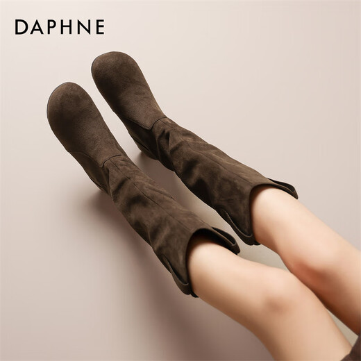 
Daphne boots women's retro western denim pile boots suede martin boots women 4024605063 brown 38