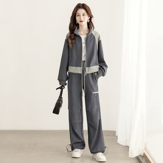 Sibaishe Fashion Set 2024 Herbst neue Frauen-Sportstil-Jacke mit Casual Hosen zweiteilig