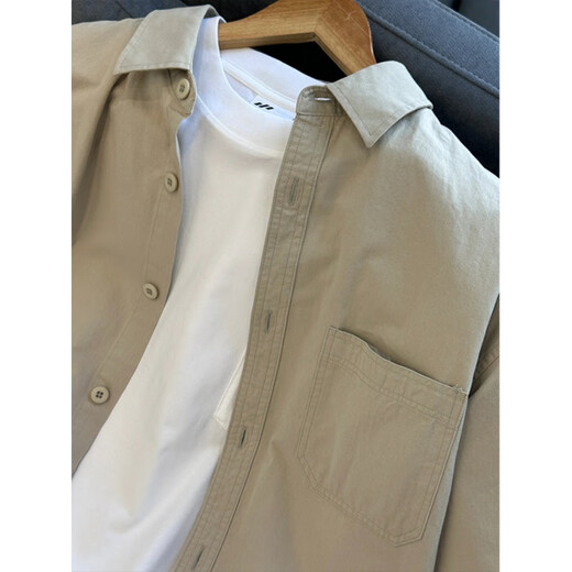 Nasawassup-Shirt Herren sexy hübsche Jacke lässig und vielseitig losen Tops Herrenkleidung 2024 Sommer Arbeitskleidung Langsamtes Hemd Trendy Khaki C53 ZS XL [Vorgeschlagen 130-150jin [Jin gleich 0,5 kg]]]