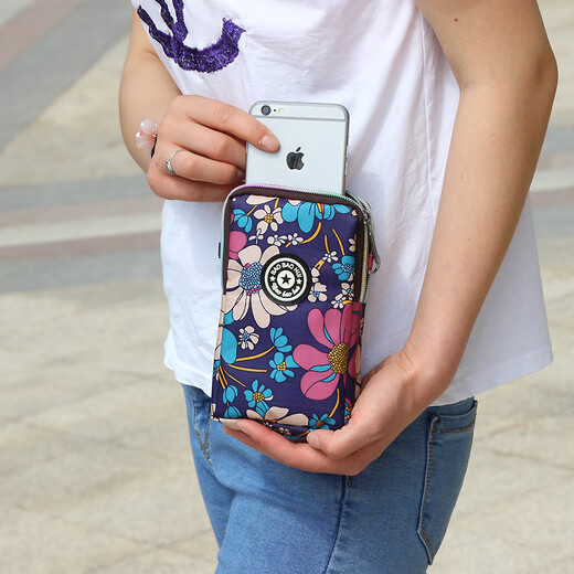 Ye Yu is suitable for 2 zipper mobile phone bag, shoulder bag, crossbody bag, arm bag, women's casual small bag, large capacity, mobile phone, money, keys, sports Blue Rose #2 zipper