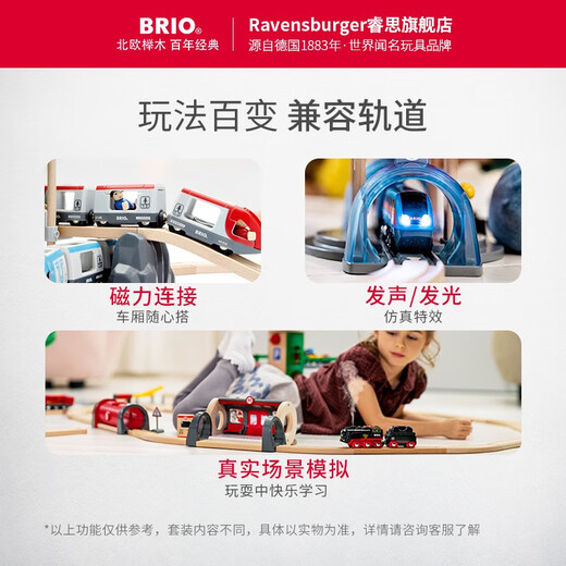 Brio [Basic Luxury Set] Schwedische Qualitätsstrangstrecke Gebäude Spielzeug Kindergeschenke 3 Jahre alt + 33513-Trainer-Serie Sound und leichte U-Bahn-Station Set