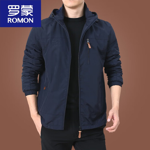 Romon Outdoor Herrenjacke Herbst und Winter 2025 Neue Herbstkleidung für Männer mittleren Alters plus Fleece-Jacke Herren Frühling und Herbst Dick 9898 Dunkelblau Style Plus Fleece 5xl