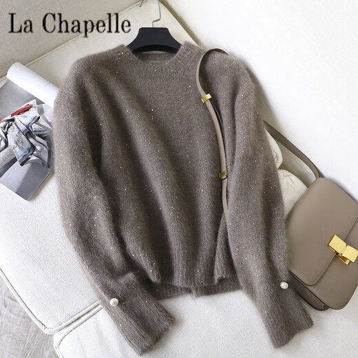 La Chapelle Small European Sweater Women's Chic Design Niche Tops Sweater Autumn and Winter Raccoon Velvet Pure 100 Automatic Heating Picture Color Pure 100 Automatic Heating M