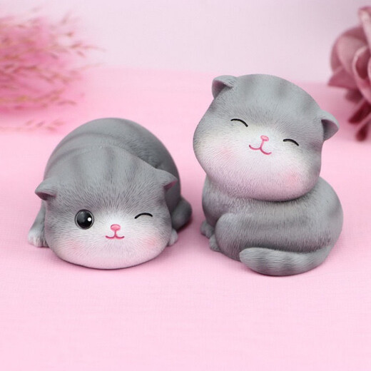 【曲美思】生日礼物猫妮卡小摆件少女心萌宠装饰品学生闺蜜情侣汽车载小猫可爱公仔饰品 树脂款猫咪5款(原包装)