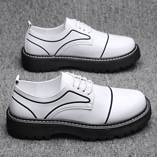 Style britannique Round Head Sole Sole Chaussures en cuir noir pour hommes Coiffeuse de style coréen Business Formal Business Glossy Men's Chaussures Nouvelles en gros noir et vert 15276 38