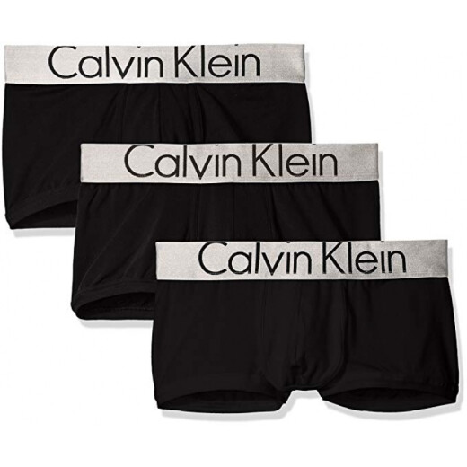 Calvin Klein/凯文克莱男士短内裤平角裤棉舒适3条装四角裤套装礼物BJ NB1289-902 Black/Cobalt w XL