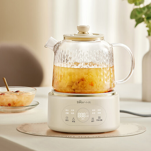 Bear all-glass health pot health cup office multi-function teapot flower teapot 0 metal constant temperature kettle official direct sales YSH-P10Q7 all-glass pot without filter 1L