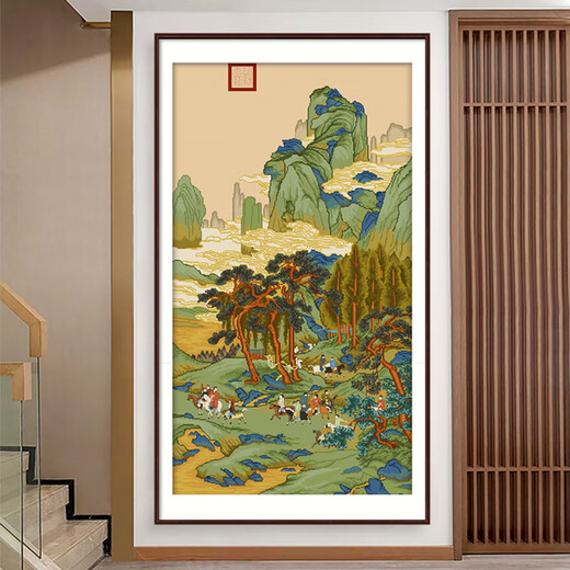 春天十字绣中式经典名画仇英明皇幸蜀图竖版十字绣客厅手工自己绣新款线绣 生态棉三股绣/6627幸蜀图仇英版